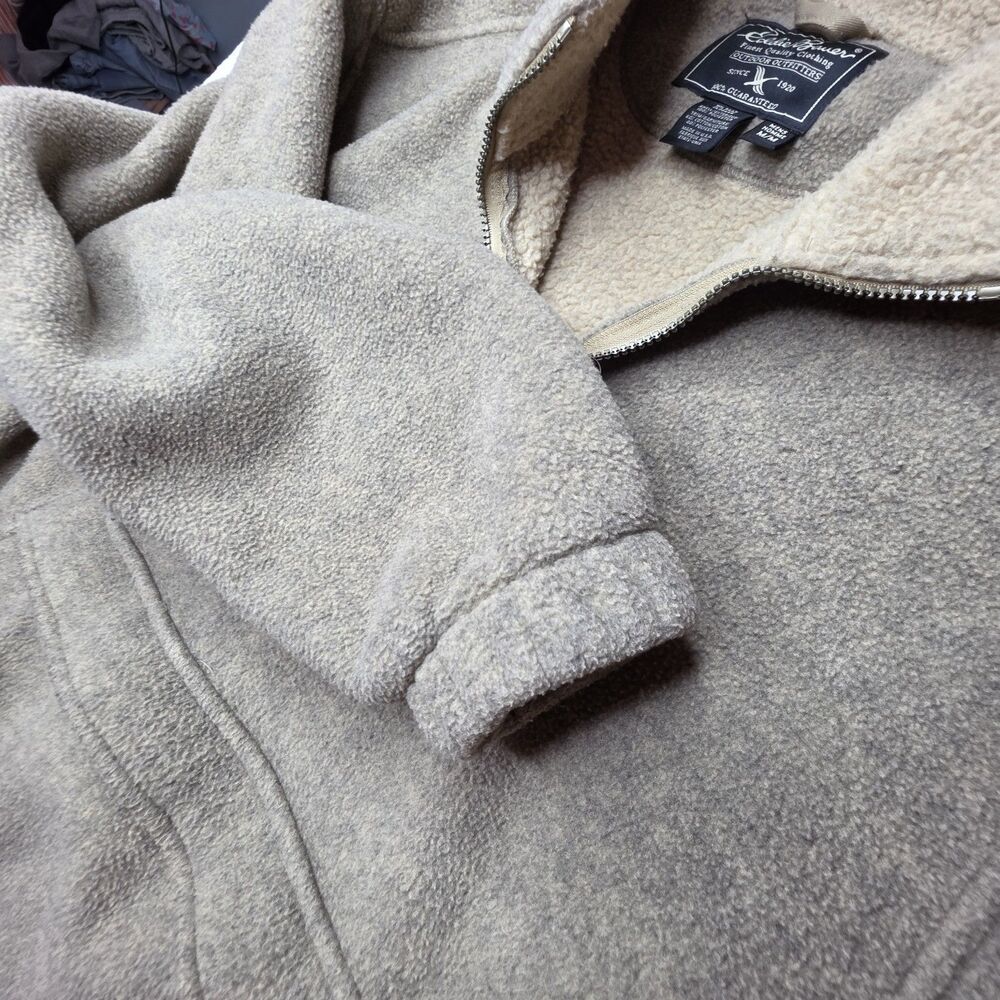 Eddie Bauer Size Medium 1/4 Zip Fleece Pullover Tan Pockets Collar Oversized - Picture 9 of 9